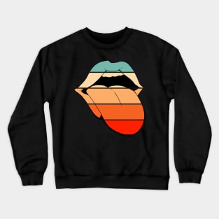 Retro Vintage Lips Sticking Out Tongue Print Crewneck Sweatshirt